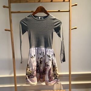 Molo Gray Top with White Animal Print Skirt Dress